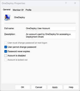 The OneDeploy User Account - OneDeploy