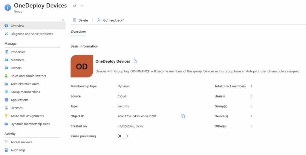 Windows Autopilot Integration - Microsoft Entra - OneDeploy