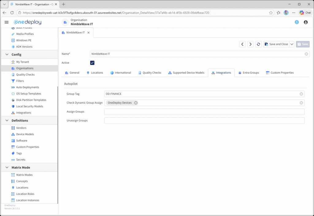Windows Autopilot Integration - OneDeploy Steps - OneDeploy