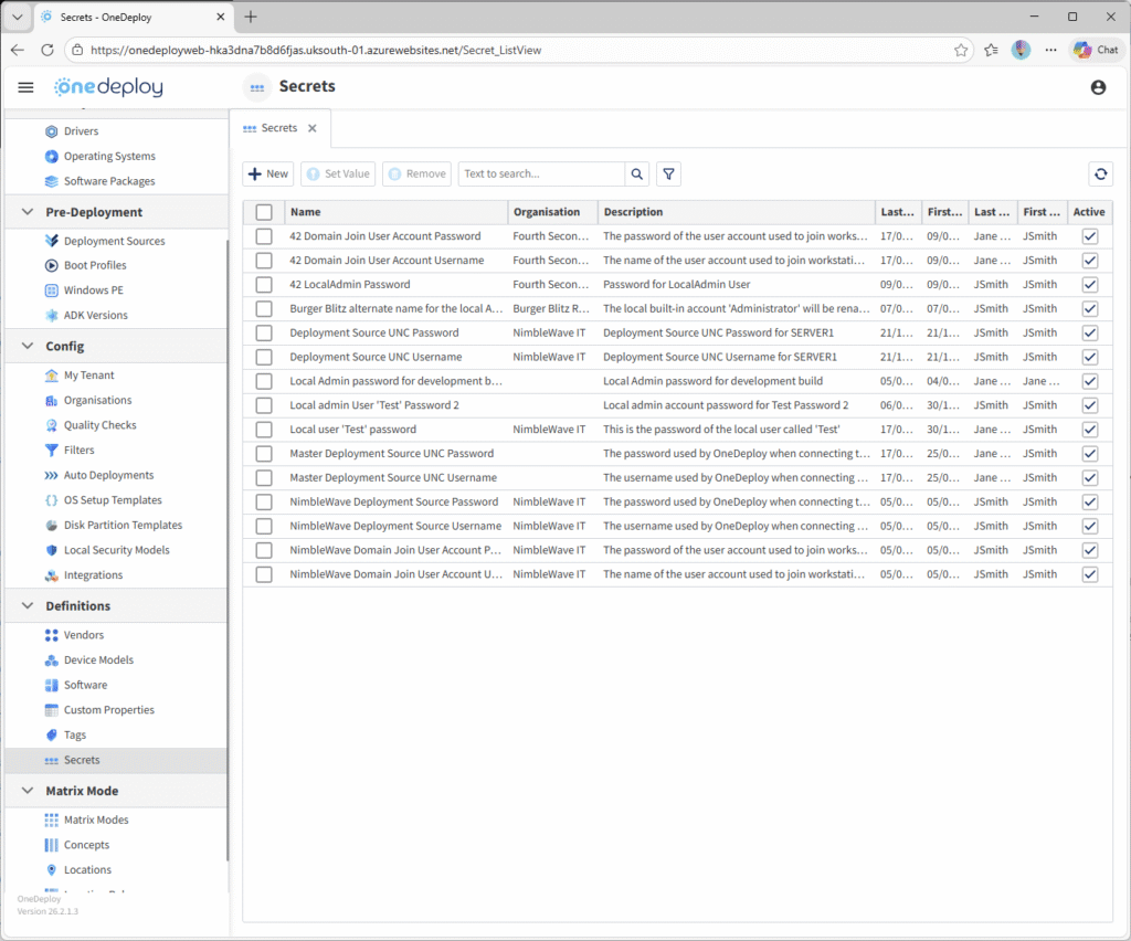 Secrets - OneDeploy