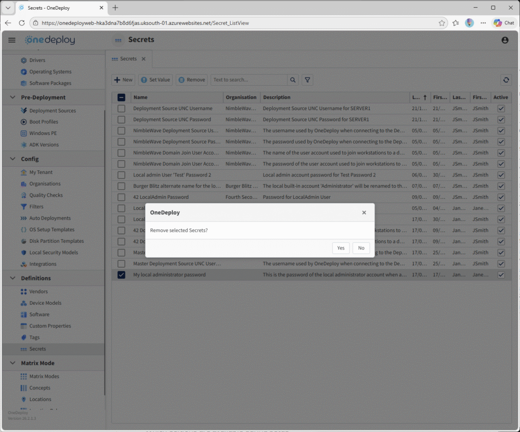 Secrets - OneDeploy