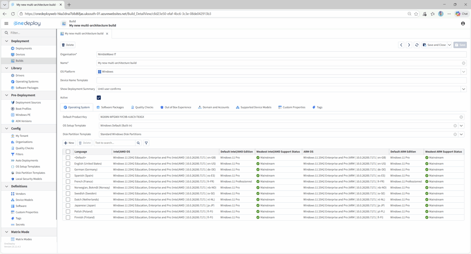 Configuring the Operating System(s) for a Build - OneDeploy