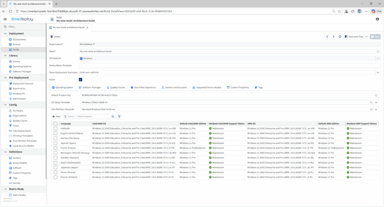 Configuring the Operating System(s) for a Build - OneDeploy