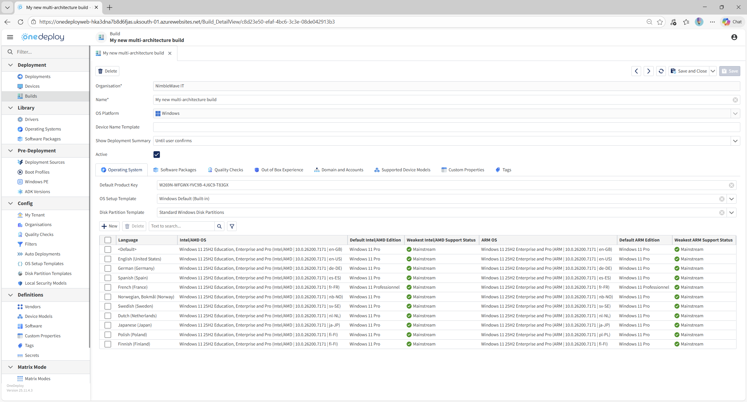 Configuring the Operating System(s) for a Build - OneDeploy