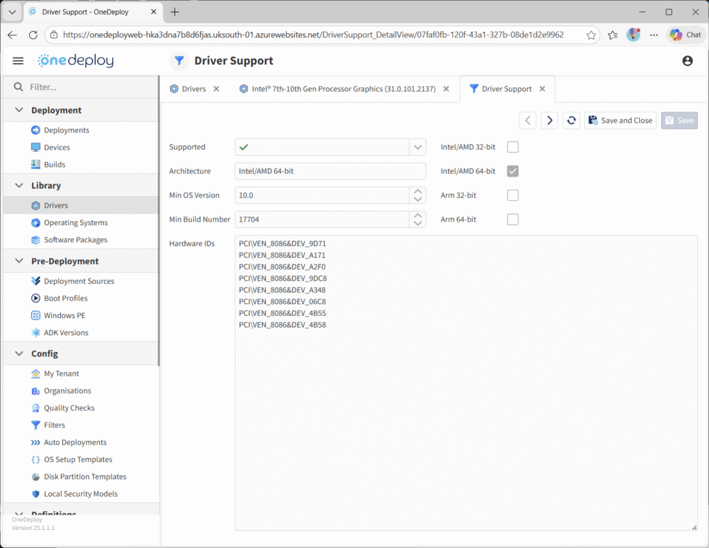 Driver Properties - OneDeploy