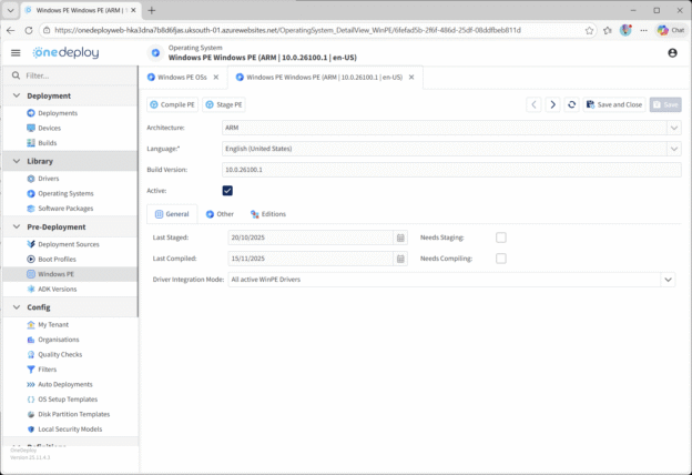 Drivers Summary View - OneDeploy