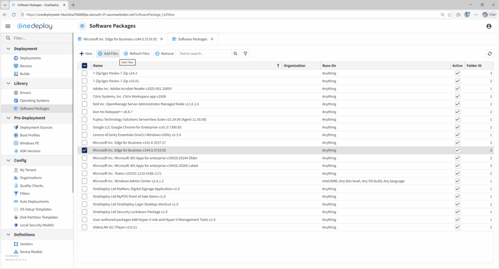 Software Packages Overview - OneDeploy