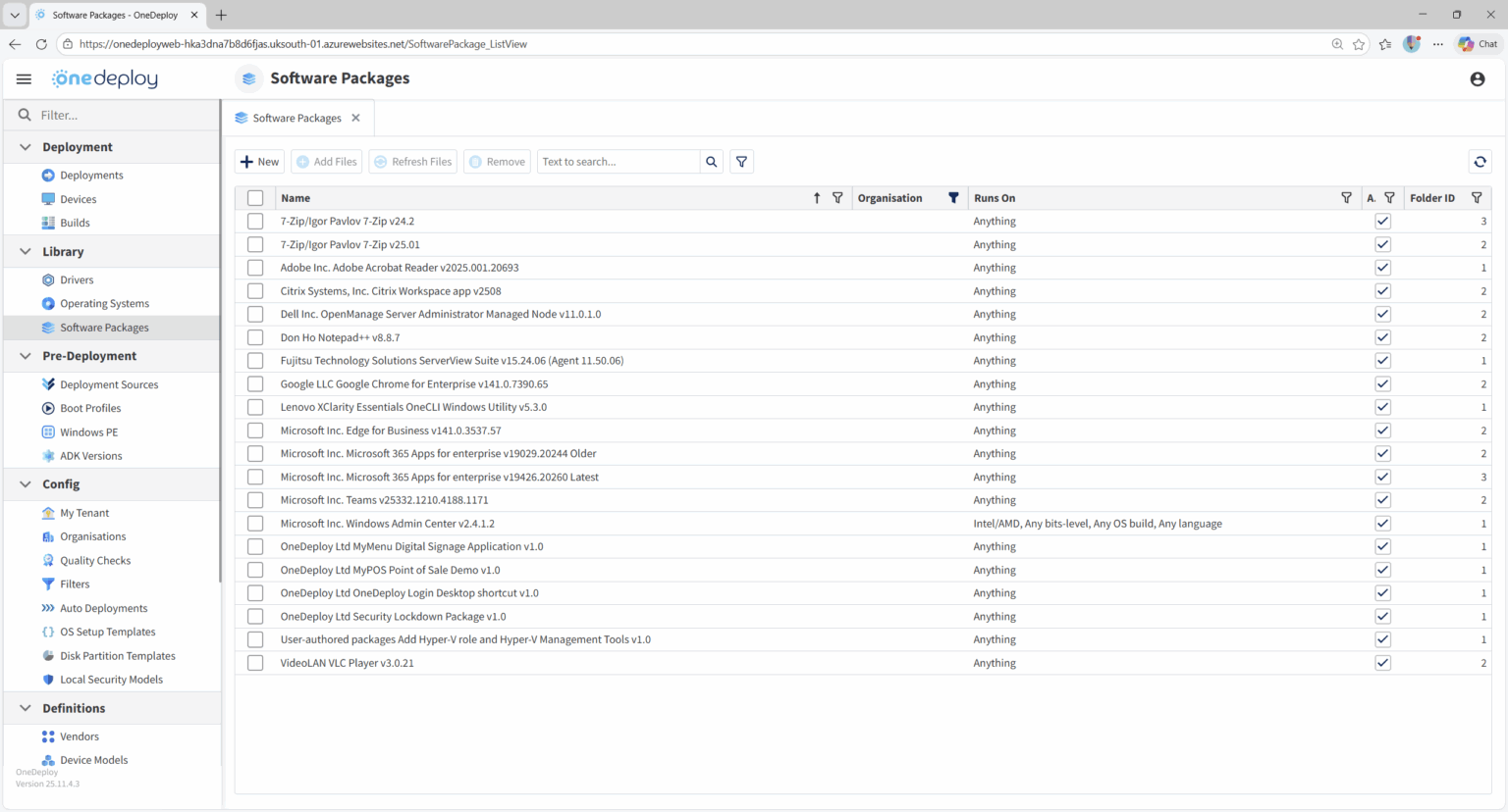 Software Packages Overview - OneDeploy